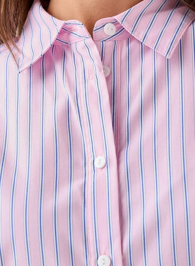 لي كوبر Lee Cooper Regular Fit Striped Longline Shirt with Long Sleeves